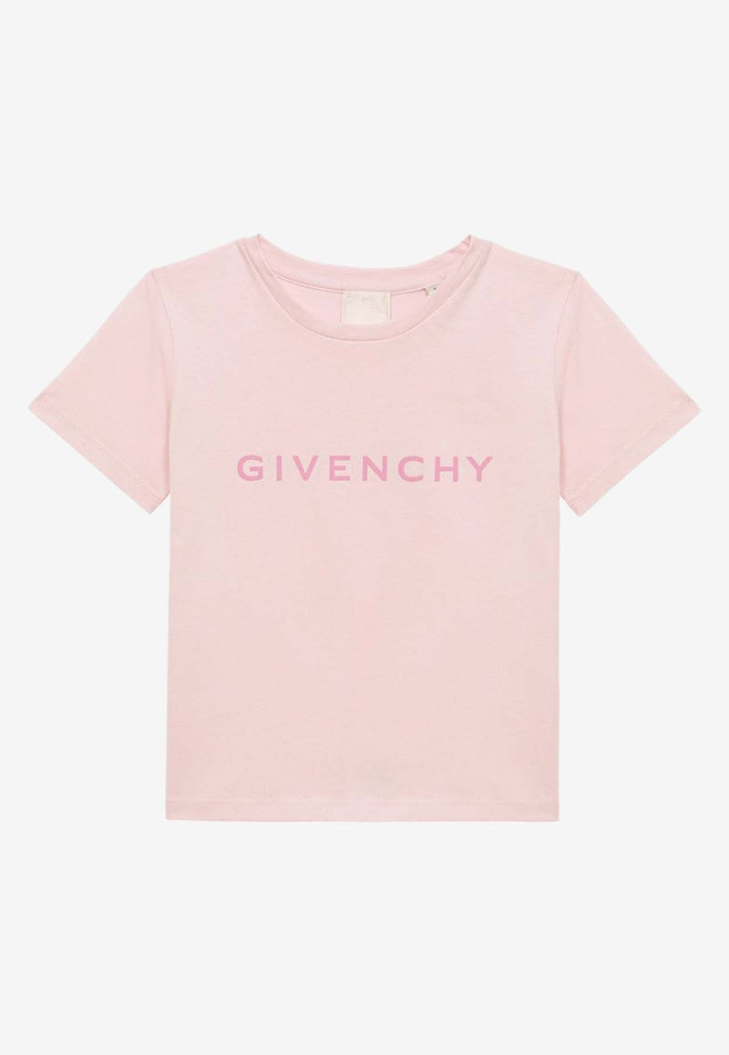 Givenchy Kids Girls Logo Print Crewneck T-shirt Pink H30074-CCO/O_GIV-44Z