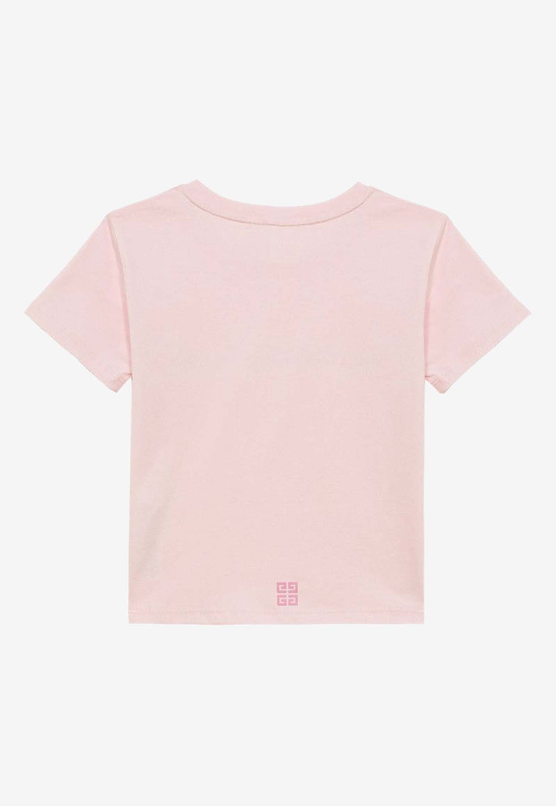 Givenchy Kids Girls Logo Print Crewneck T-shirt Pink H30074-CCO/O_GIV-44Z