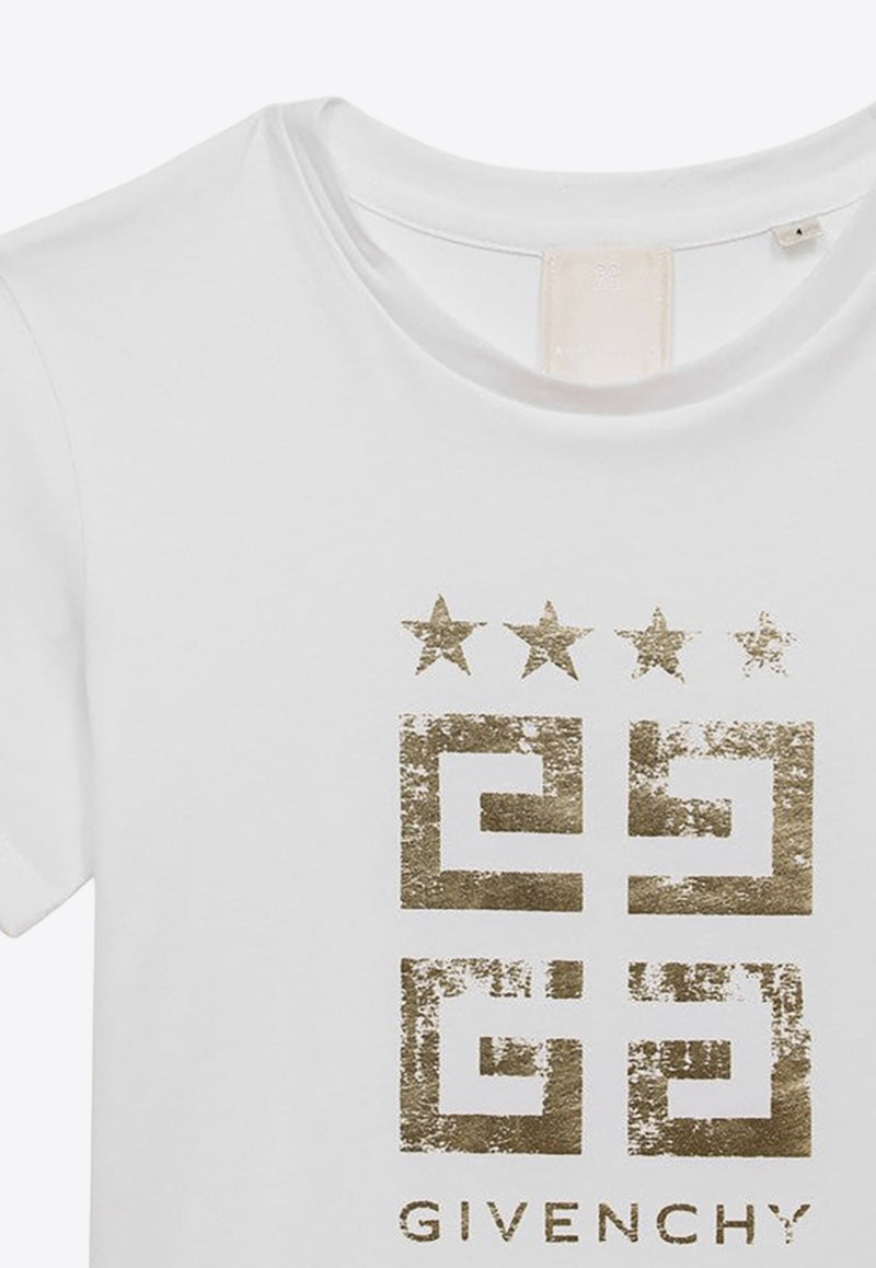 Givenchy Kids Girls Laminated 4G Stars Logo T-shirt White H30084-BCO/O_GIV-10P