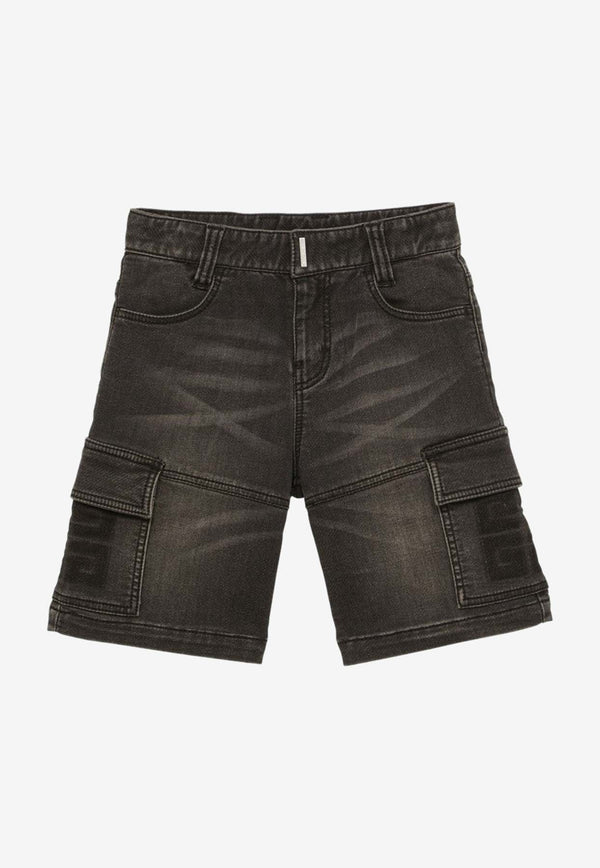 Givenchy Kids Boys Washed Denim Shorts Black H30134-ACO/O_GIV-Z11