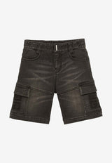 Givenchy Kids Boys Washed Denim Shorts Black H30134-BCO/O_GIV-Z11