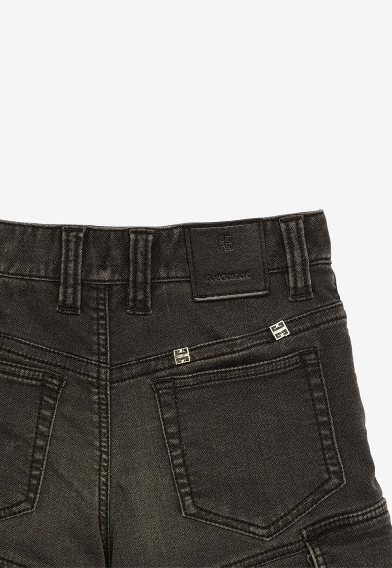 Givenchy Kids Boys Washed Denim Shorts Black H30134-BCO/O_GIV-Z11