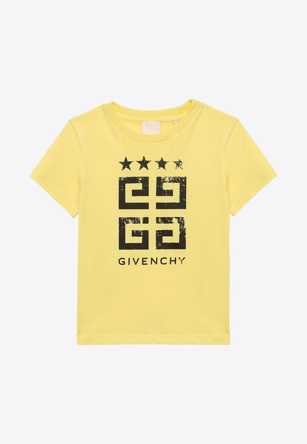 Givenchy Kids Boys 4G Stars Logo T-shirt Yellow H30162-ACO/O_GIV-518