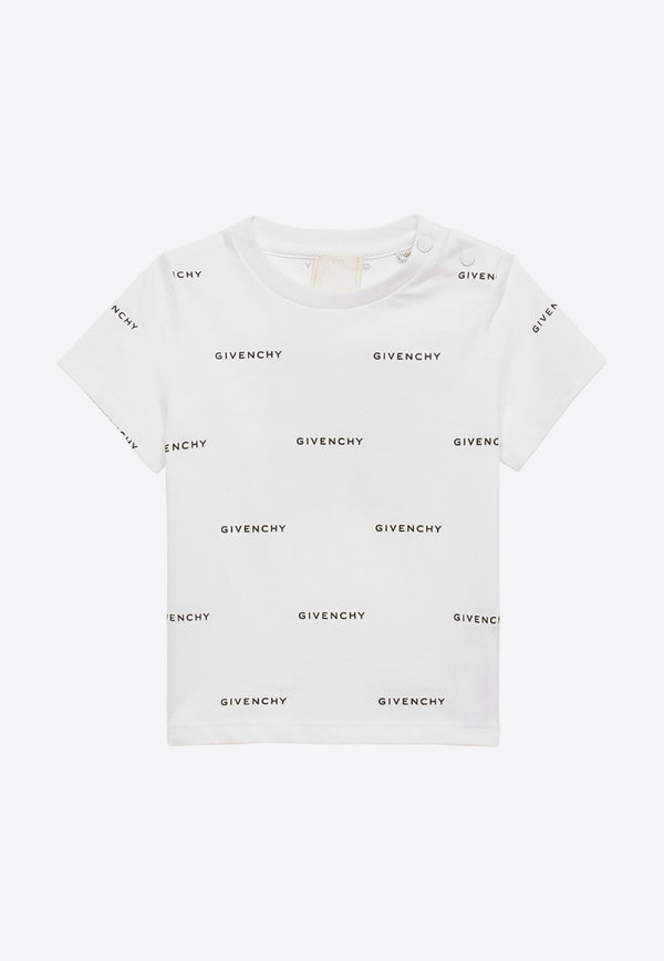 Givenchy Kids Babies All-Over Logo Print T-shirt White H30218-ACO/O_GIV-N50