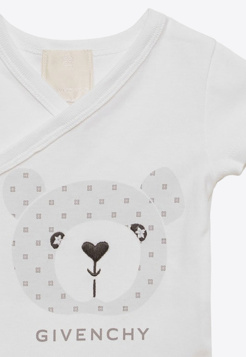 Givenchy Kids Babies Teddy Bear 4G Logo Onesie Set - Set of 2 White H30233CO/O_GIV-10P