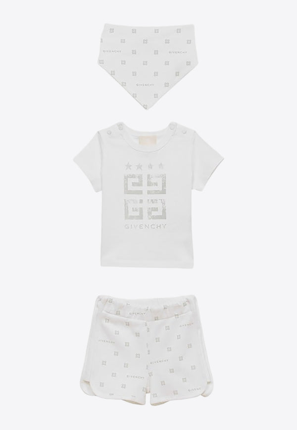 Givenchy Kids Babies 4G Stars Logo Clothing Set - Set of 3 White H30237CO/O_GIV-10P