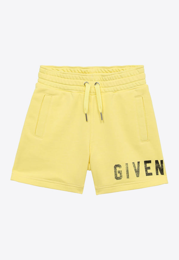 Givenchy Kids Boys Logo Print Drawstring Shorts Yellow H30281-ACO/O_GIV-518