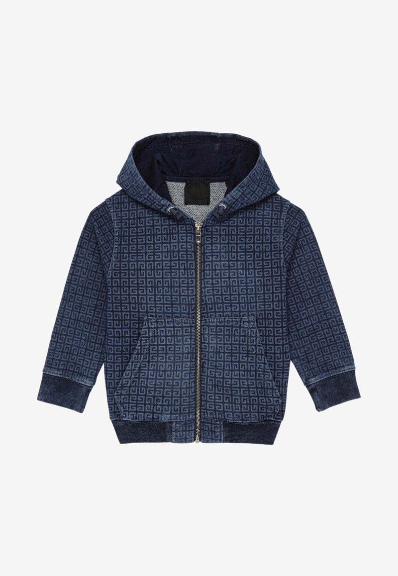 Givenchy Kids Boys Jacquard 4G Monogram Denim Sweatshirt Blue H30282-ACO/O_GIV-Z01