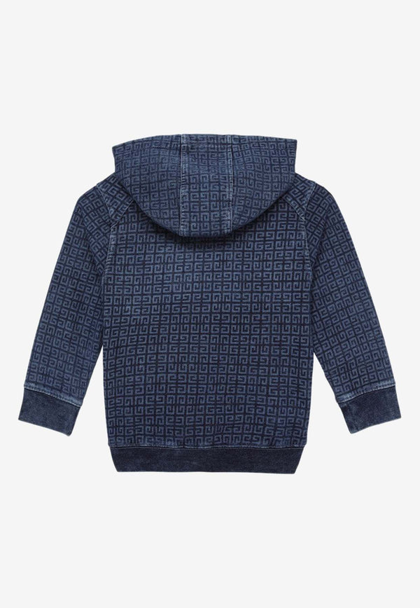 Givenchy Kids Boys Jacquard 4G Monogram Denim Sweatshirt Blue H30282-ACO/O_GIV-Z01