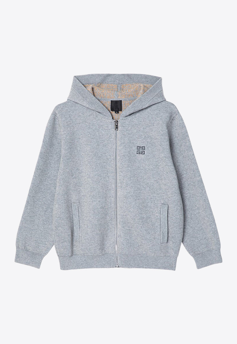 Givenchy Kids Boys Embroidered 4G Zip-Up Hoodie Gray H30315-ACO/P_GIV-A17