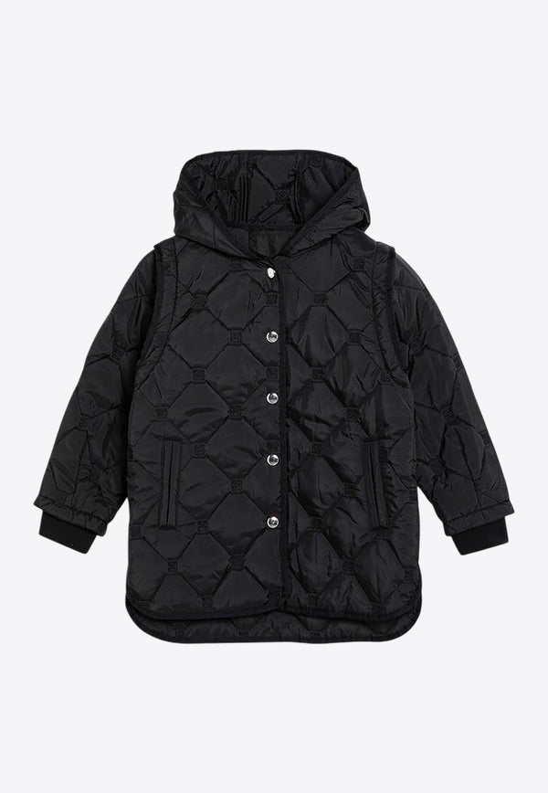 Givenchy Kids Girls Removable-Sleeves Quilted Parka Black H30445-ANY/P_GIV-09B