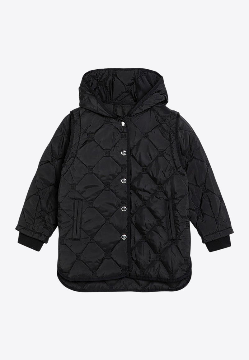 Givenchy Kids Girls Removable-Sleeves Quilted Parka Black H30445-BNY/P_GIV-09B