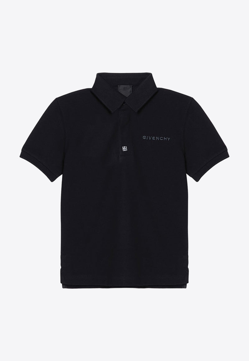 Givenchy Kids Boys Logo Embroidered Polo T-shirt Black H30555-BCO/P_GIV-09B