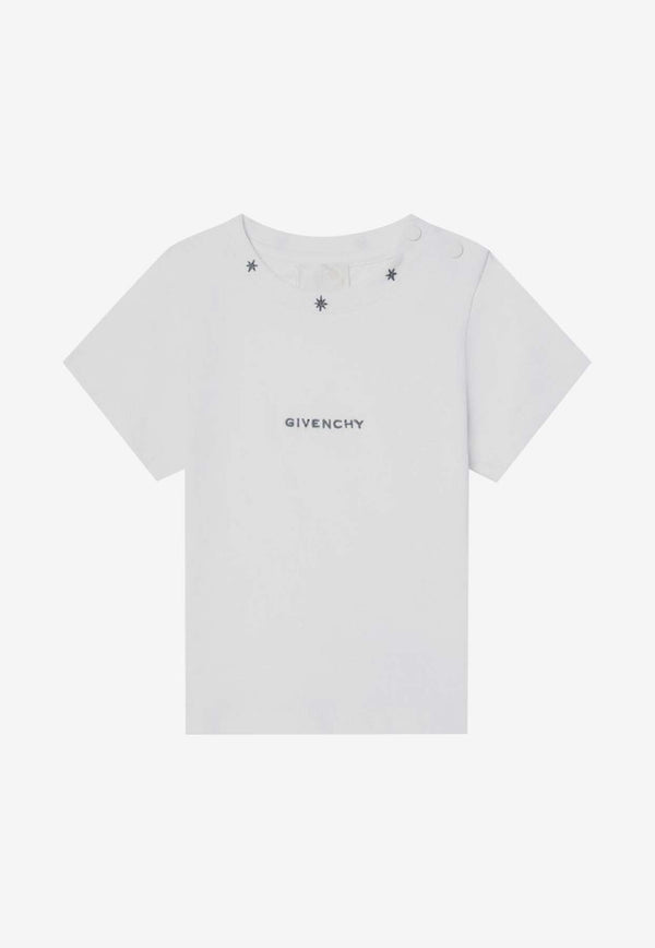 Givenchy Kids Girls Logo Embroidered T-shirt White H30642-BCO/Q_GIV-10P