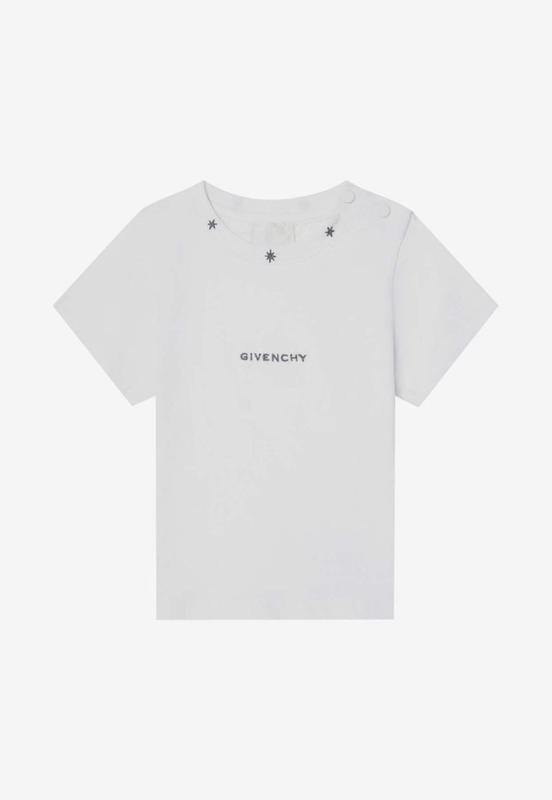 Givenchy Kids Girls Logo Embroidered T-shirt White H30642-BCO/Q_GIV-10P
