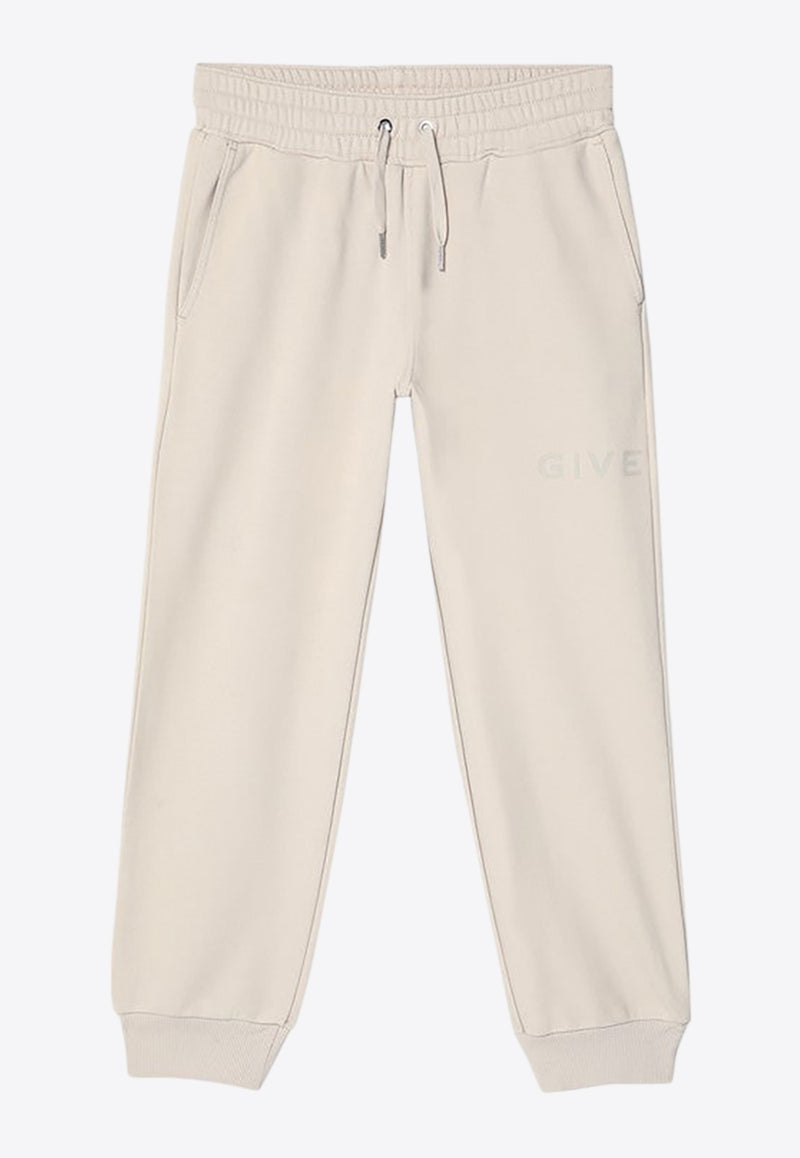 Givenchy Kids Boys Logo Embroidered Track Pants Cream H30690-BCO/Q_GIV-184