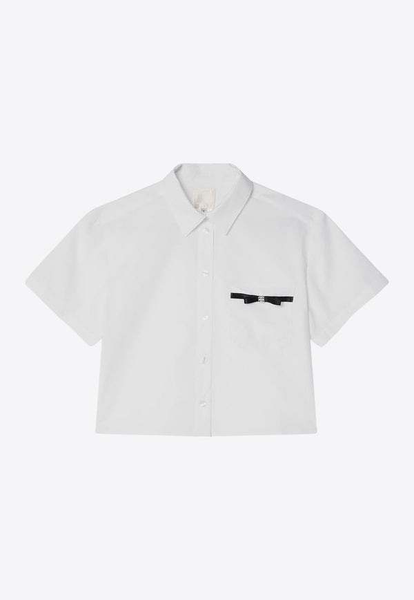 Givenchy Kids Girls Cropped Shirt with Contrasting Front Bow White H30756-ACO/Q_GIV-10P