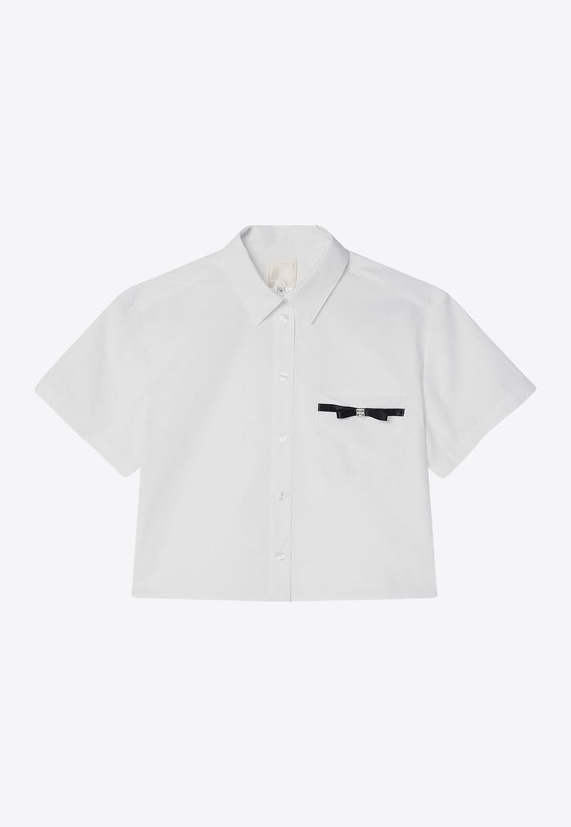 Givenchy Kids Girls Cropped Shirt with Contrasting Front Bow White H30756-ACO/Q_GIV-10P