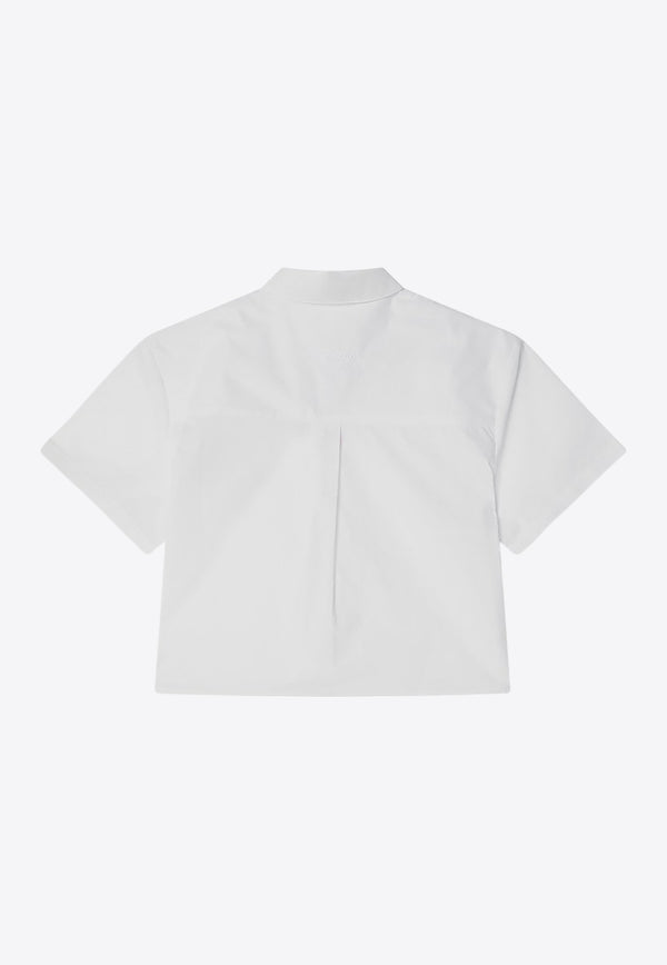 Givenchy Kids Girls Cropped Shirt with Contrasting Front Bow White H30756-ACO/Q_GIV-10P