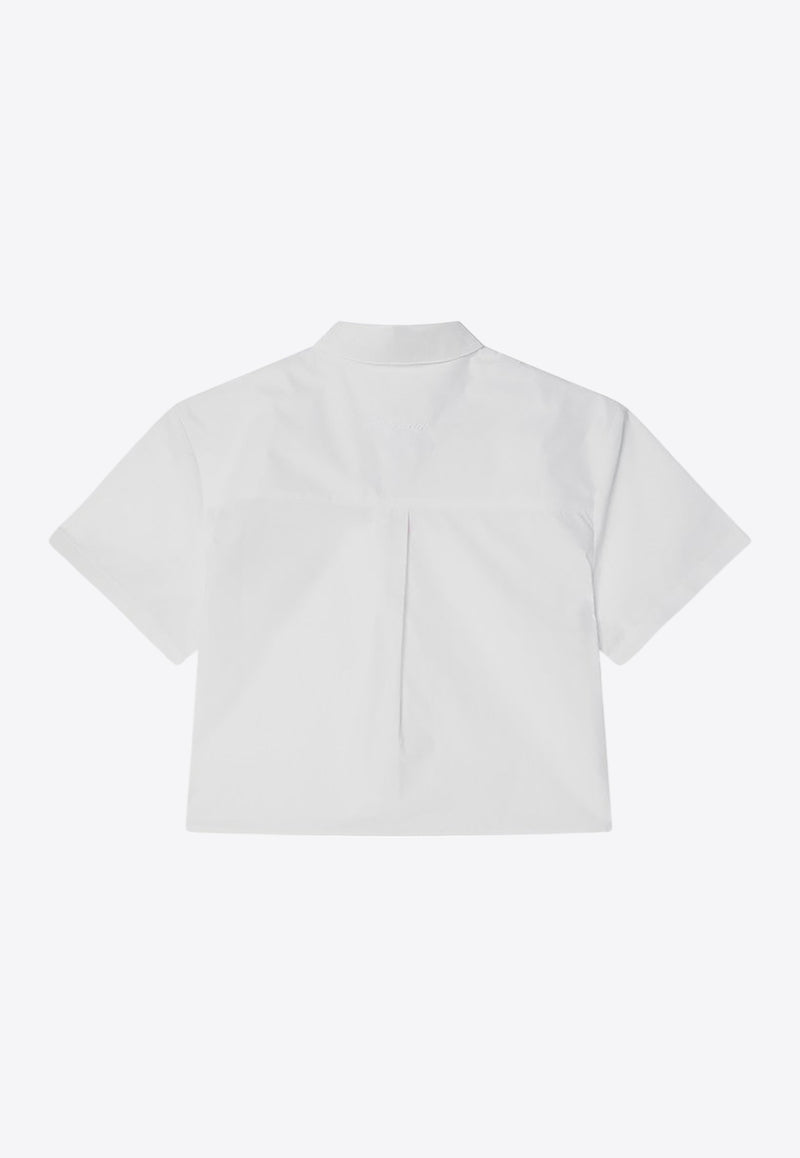Givenchy Kids Girls Cropped Shirt with Contrasting Front Bow White H30756-ACO/Q_GIV-10P