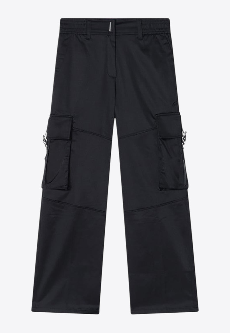 Givenchy Kids Girls Logo Plaque Cargo Pants Black H30766-ACO/Q_GIV-09B