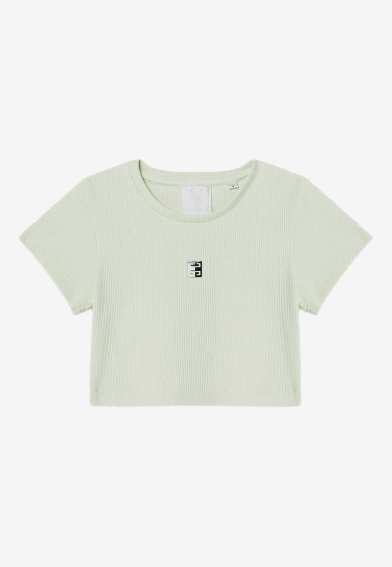 Givenchy Kids Girls 4G Logo Cropped T-shirt  Green H30804-ACO/Q_GIV-72G