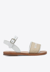 Givenchy Kids Girls Logo Embroidered Leather Sandals Beige H30826-BLE/Q_GIV-10P