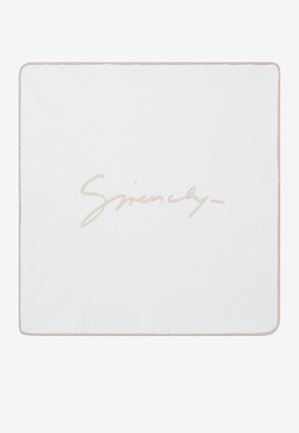 Givenchy Kids Babies Signature Logo Two-Tone Blanket White H30852CO/R_GIV-117