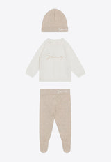 Givenchy Kids Babies Logo Embroidered Clothing Set - Set of 3 Beige H30872CO/R_GIV-117