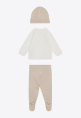 Givenchy Kids Babies Logo Embroidered Clothing Set - Set of 3 Beige H30872CO/R_GIV-117