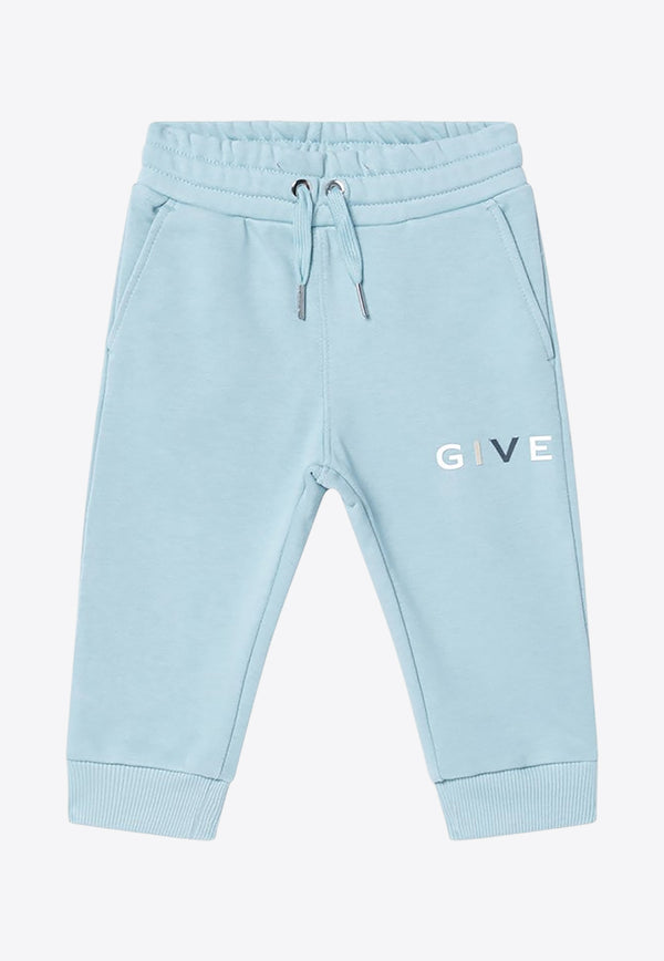 Givenchy Kids Boys Logo Print Sweatpants Light Blue H30876-BCO/R_GIV-040