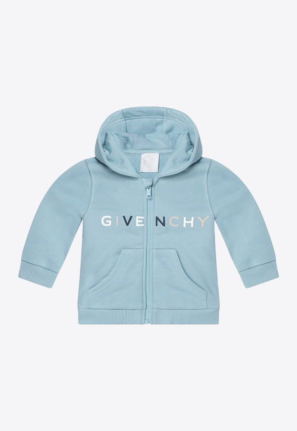 Givenchy Kids Babies Logo Zip-Up Hoodie Light Blue H30880CO/R_GIV-040