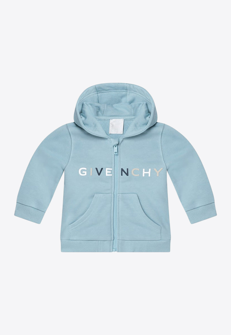 Givenchy Kids Babies Logo Zip-Up Hoodie Light Blue H30880CO/R_GIV-040