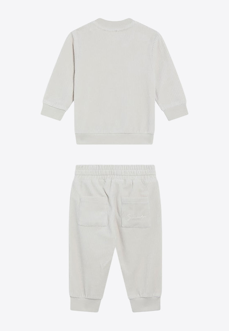 Givenchy Kids Babies Signature Logo Corduroy Sweatshirt and Track Pants Set White H30893CO/R_GIV-184