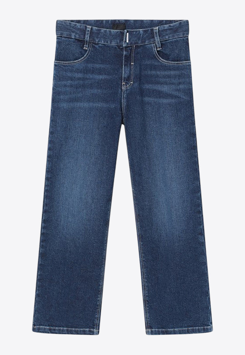Givenchy Kids Boys Logo Embroidered Faded Jeans Blue H30926-BDE/R_GIV-Z10