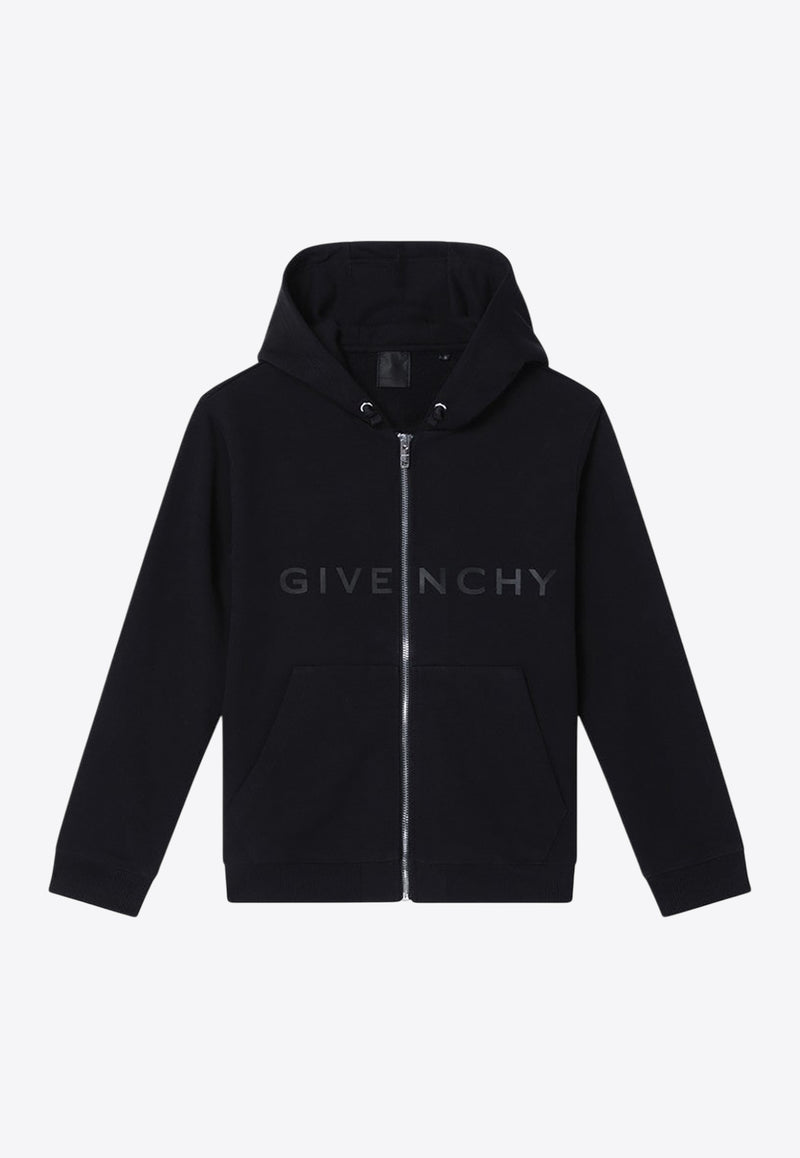 Givenchy Kids Boys Logo Print Zip-Up Sweatshirt Black H30939CO/R_GIV-09B