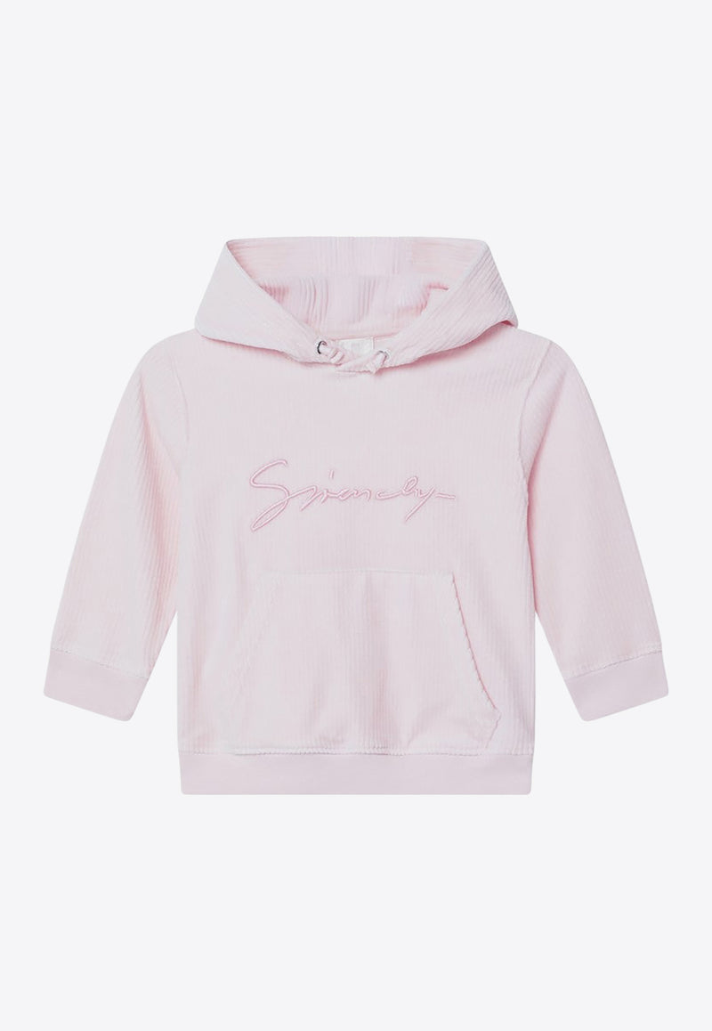 Givenchy Kids Girls Signature Logo Ribbed Hoodie Pink H30940-BCO/R_GIV-44Z