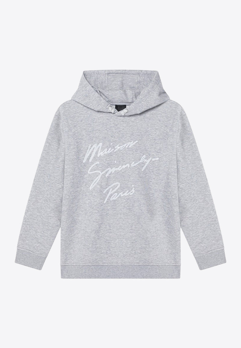 Givenchy Kids Boys Logo Embroidered Hoodie Gray H30942-BCO/R_GIV-A01
