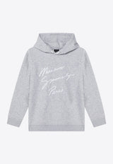 Givenchy Kids Boys Logo Embroidered Hoodie Gray H30942CO/R_GIV-A01