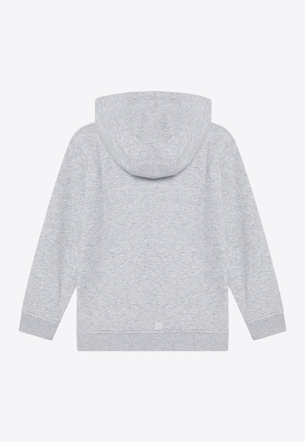 Givenchy Kids Boys Logo Embroidered Hoodie Gray H30942CO/R_GIV-A01