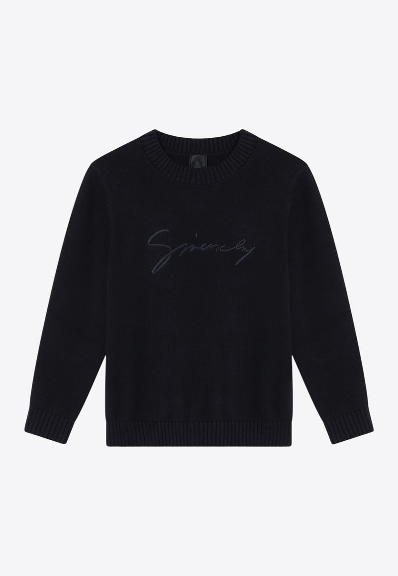 Givenchy Kids Boys Signature Logo Sweater Blue H31027CO/R_GIV-853