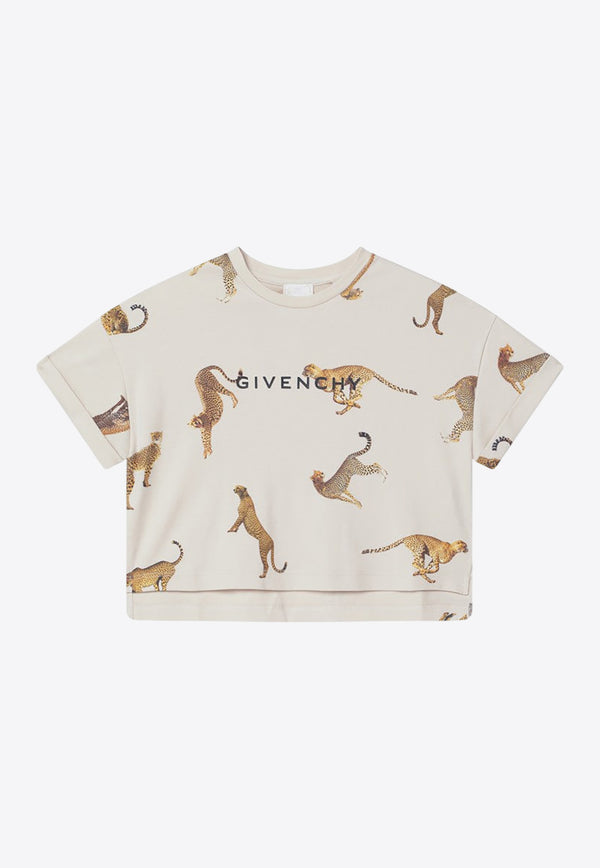 Givenchy Kids Girls Leopard Print T-shirt Beige H31040-BCO/R_GIV-184