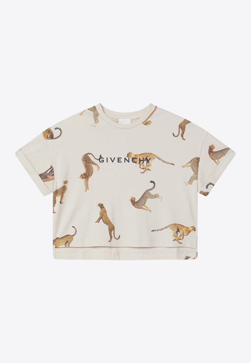Givenchy Kids Girls Leopard Print T-shirt Beige H31040-BCO/R_GIV-184