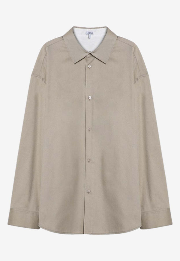 Loewe Anagram Long-Sleeved Boxy Shirt Sand H526Y05X79CO/P_LOEW-2167