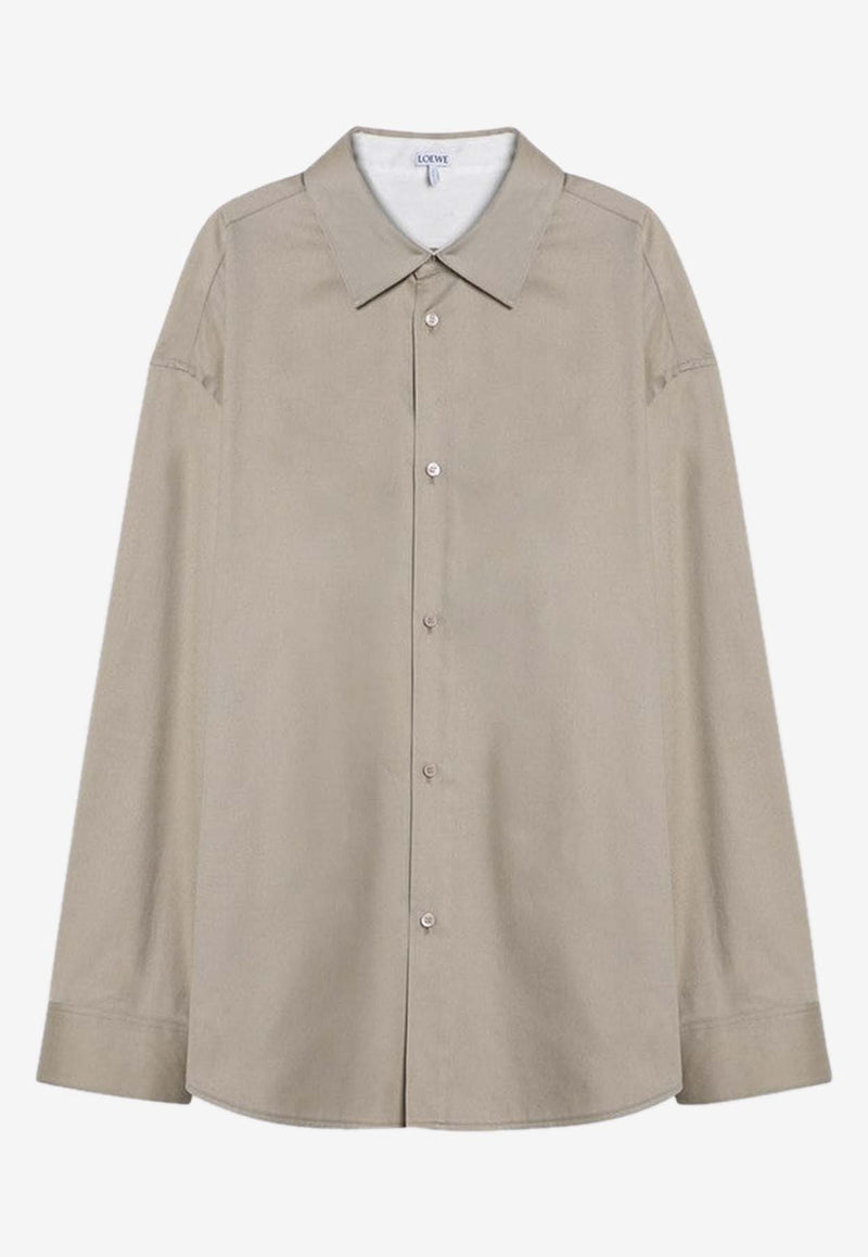 Loewe Anagram Long-Sleeved Boxy Shirt Sand H526Y05X79CO/P_LOEW-2167