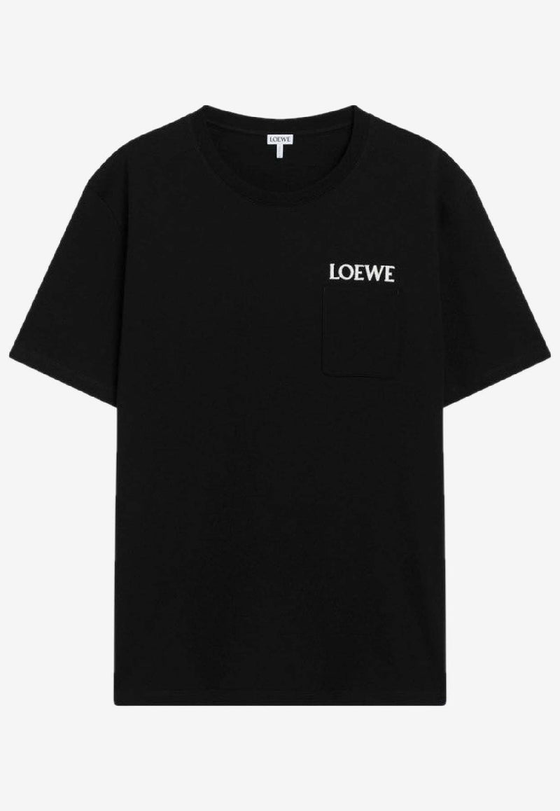 Loewe Logo Embroidered Crewneck T-shirt Black H526Y22XDECO/S_LOEW-1100