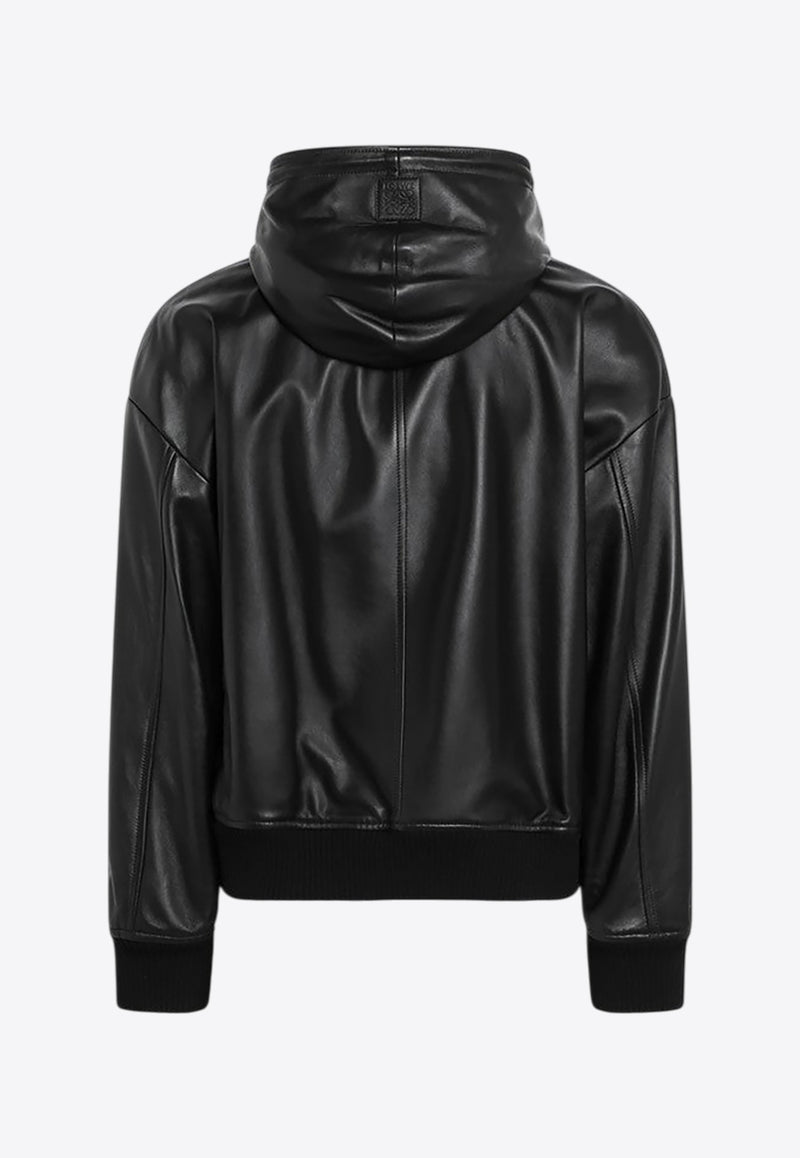 Loewe Leather Hooded Jacket with Logo-Patch H526Y34L72LE/R_LOEW-1100