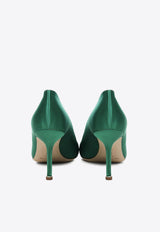 Manolo Blahnik Hangisi 90 Satin Pumps with FMC Crystal Buckle HANGISI FMC 90 GREEN 3206 0663-0046
