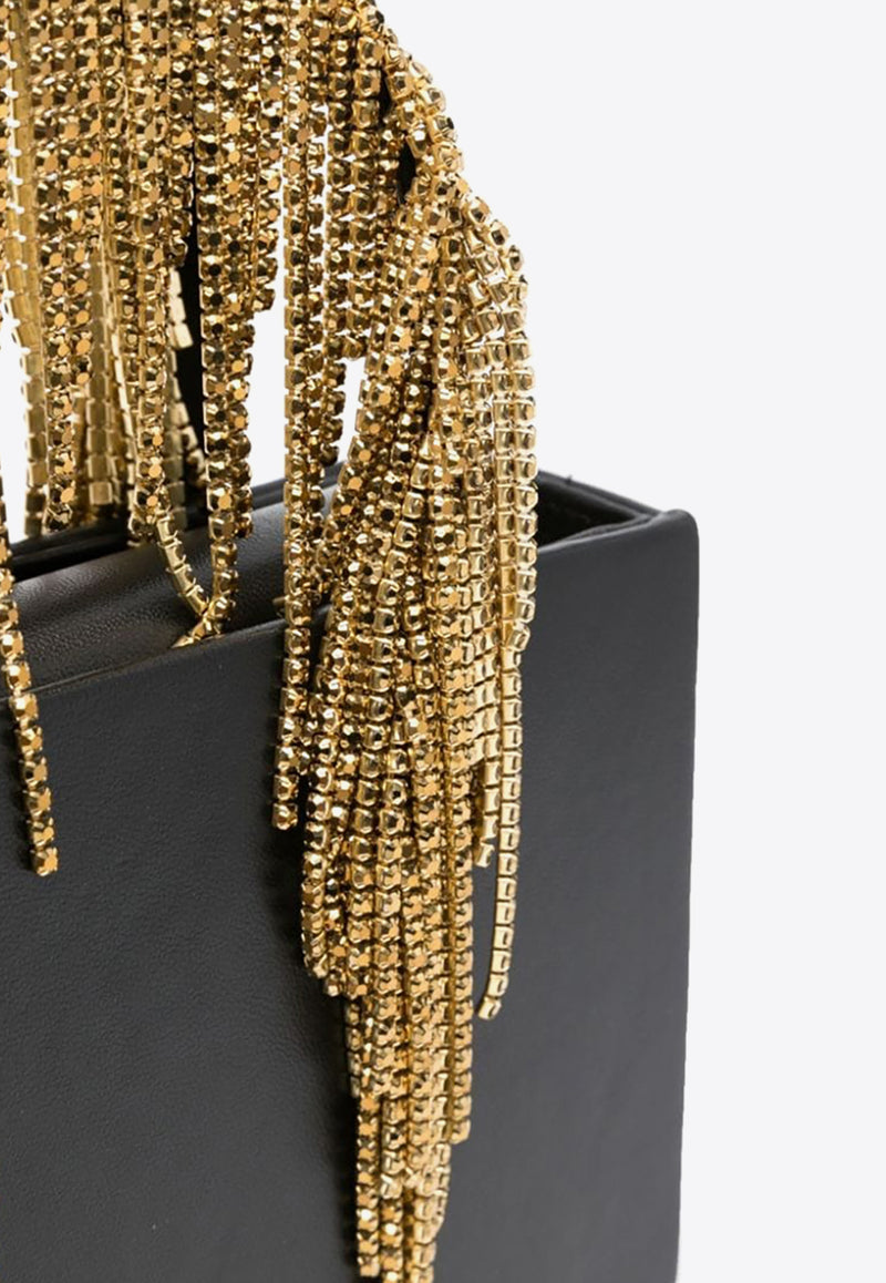 Kara Crystal-Embellished Top Handle Bag HB275-2127- BLACK / GOLDBLACK GOLD