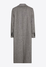 AMI PARIS Double-Breasted Herringbone Wool Coat Gray HCO107WV0054/P_AMI-2004